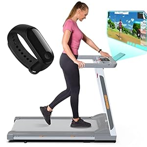 Smart Folding Treadmill with APP Band, Portable Treadmill with 300 lb Capacity, 3 HP Compact Treadmill Foldable