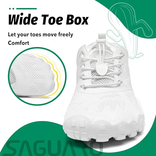 Miniatura 4 de Saguaro Hombre Mujer Zapatillas Barefoot Minimalistas Calzado De Training Ligeras Cmodas Para Caminar Senderismo Ciclismo Trail Running Trekking Playa Agua, Blanco Margarita, 42 Eu