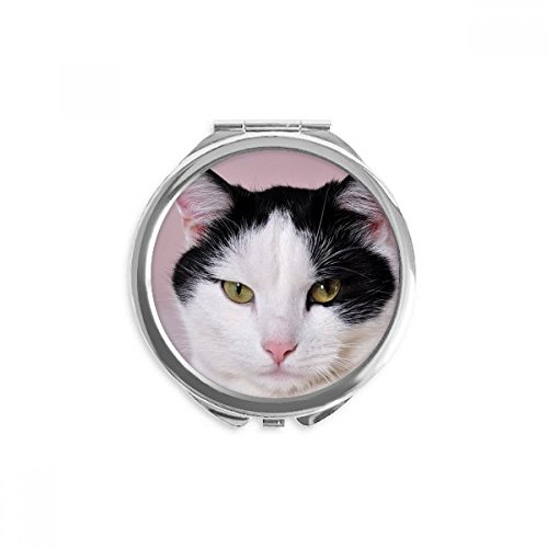 Espejo de mano portátil de gato Tuxedo, miniespejo redondo de bolsillo para maquillaje diario