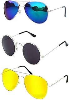Y&amp;S Unisex Adult &amp; Unisex Child Goggle Sunglasses (Assorted Frame, Assorted Lens) (Free Size) - Pack of 3