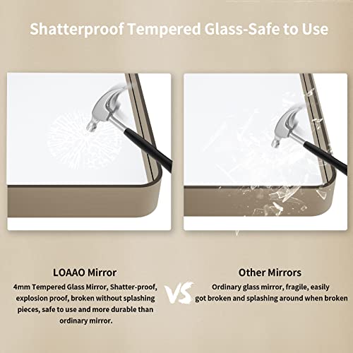 Image of LOAAO 40 inchX30 inch Bronze Bathroom Mirrors for Vanity, Rounded Rectangle Brushed Bronze Metal Frame Mirror, Anti-Rust, Tempered Glass, Hangs Horizontally or Vertically