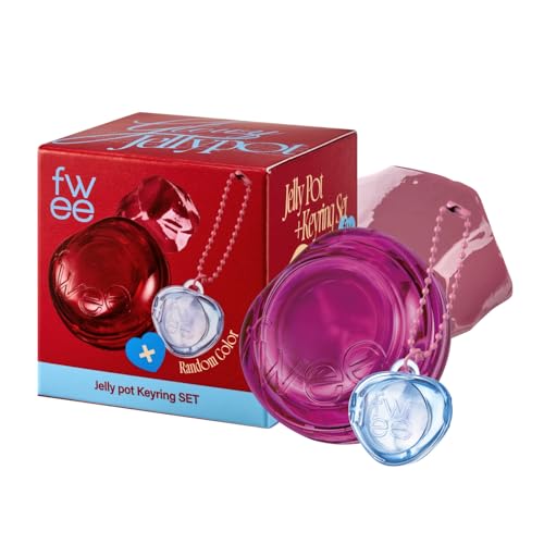 fwee Glowy Jelly Pot + Keychain SET | Dewy Jelly Lip & Blush Color, Tinted Glow Jelly Balm, Dewy Buildable Finish – Cream Tea (Muted Mauve) | 0.14 oz
