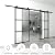 BARNSMITH 72 x 84 in Double Glass Barn Door with 12 FT Sliding Door Hardware Kit Included,Aluminium Frame Frosted Glass Doulbe Barn Door,Easy to Assemble