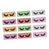 Abaodam 12 Pairs Vivid False Eyelashes Mixed Colors Dense Curled Makeup Eyelashes Set for Women Natural Look Eye Makeup Accessories