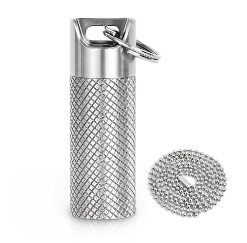 100% Waterproof Titanium Pill Box Keychain - TSA Approved, Strong
