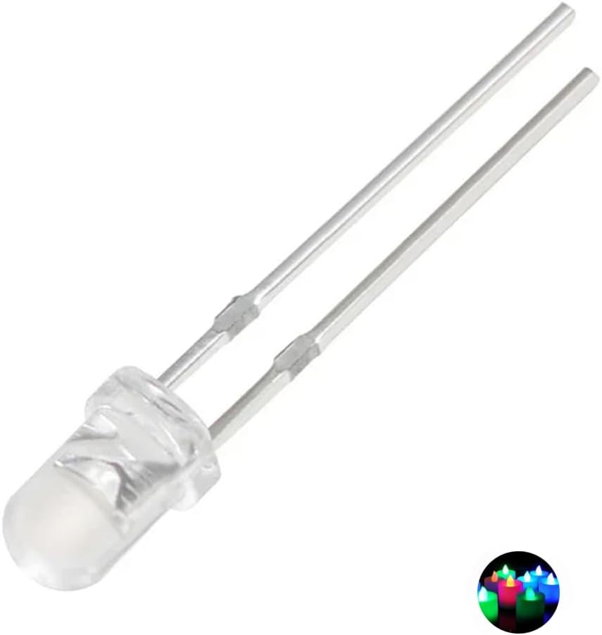100pcs 3mm 5mm White red Green Blue Yellow Flicker Flickering LED Diodes Candle Flicking Lights Clear Round Lens DC 3V Light Emitting Diode Lamp Bulb (Red, 5mm Flickering Led)