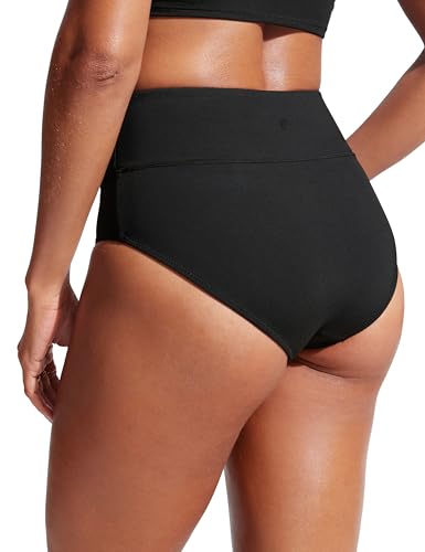 CRZ YOGA Womens High Waisted Bikini Bottom Full Coverage Tummy Control Bathing Suit Wide Waistband Swimsuit Swim Briefs2