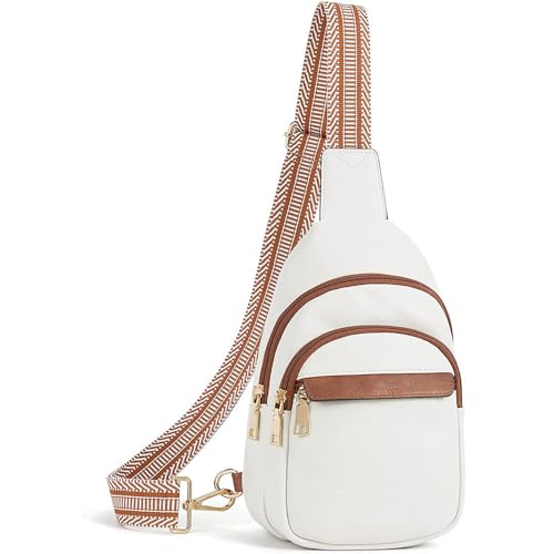Malena Castell Bolsa tiracolo pequena para mulheres: bolsa tiracolo feminina e pochete transversal para mulheres bolsa de peito, Branco, Small