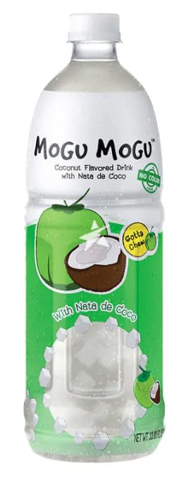 Mogu Mogu Fruit Juice Drinks with Nata De Coco 1L Bottle HALAL - Coconut Flavour Drink