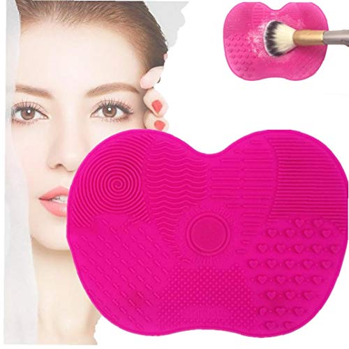 Preisvergleich Produktbild Make-up-Bürsten-Reinigungs-Matte Silikon kosmetische Bürsten-Reinigungsmittel Pad Tragbares Pinselreiniger mit Scrubber Und Saugnapf Proschönheits Werkzeuge (Pink)