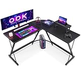 ODK Escritorio Gaming con Soporte para Monitor Escritorio en L Mesa para Computadora Negro 127x127cm