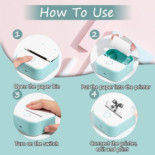 SZMILAIDUO 6 rolos de papel adesivo térmico branco para mini impressora Phomemo T02/M02/M02S PRO, pa