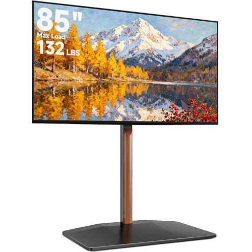 Pegzone Universal Swivel Floor TV Stand with Wood for 32-85 Inch Screen
