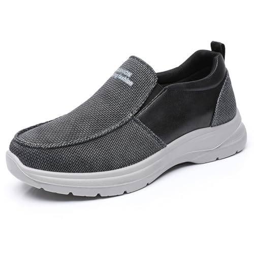 Mens Canvas Arch Support Walking Loafers Casual Lightweight Breathable Soft Sole Slip-on Orthopedic Hiking Sneakers Comfort Non-Slip Outdoor Casual Shoes