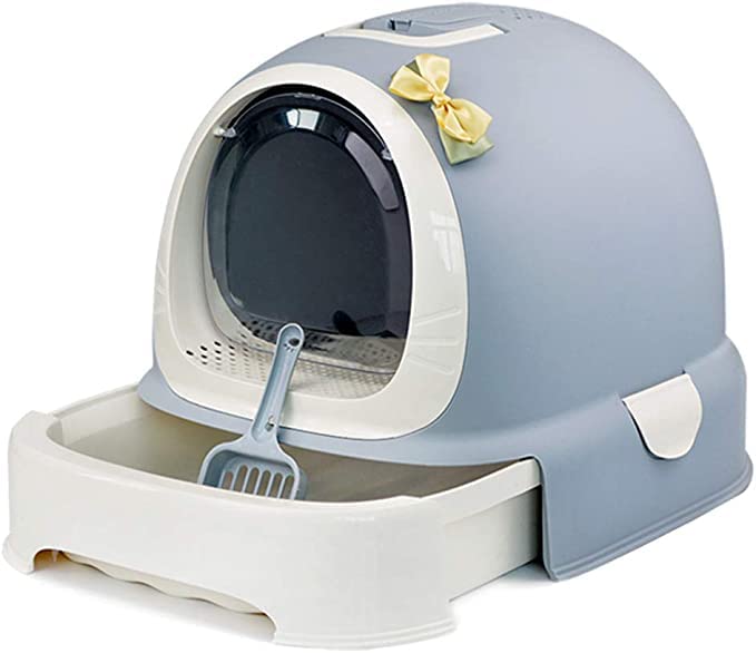 Kitty Talks Covered Cat Litter Box with Odor Control and Removable Tray,Designer Cat Litter Box,Hooded litter box,Large cat litter box,Easy to clean litter box,Modern cat litter box.