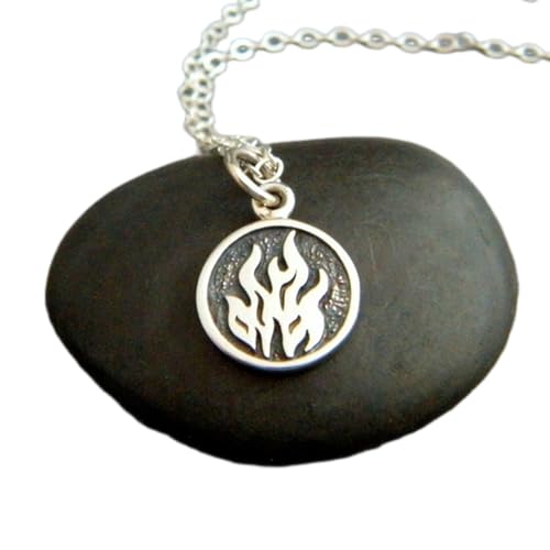 Collier argent 925 élément feu anti-ternissement chaîne 45 cm pour peaux sensibles