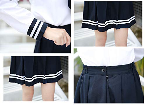 Elibelle Japanese School Girls Uniform Sailor Navy Blue Pleated Skirt Anime Cosplay Costumes With Socks Set thumb #6