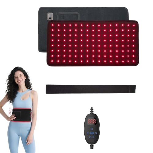 WRQIOO 120LEDs Heizgürtel Gürtel, Wärmegürtel, 5 Stufen Leistung & Vibrationen Massage, 10 Hz 40Hz Gepulster Controller