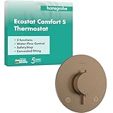 hansgrohe Ecostat Comfort S - Miscelatore termostatico incasso, Rubinetto termostatico con blocco di sicurezza (SafetyStop) a 40° C, Termostato rotondo, 2 utenze, bronzo spazzolato, 33715140