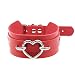 Produktbild Daimay Breit Lederhalsband Halskette Herz Form Damen Leder Choker Metall Ring Halsband Gotik Punk Rock Lederband Einstellbar Kragen - Rot mit Silber Herz