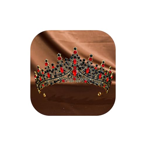 Halloween Tiaras for Women Red Crystal Queen Crowns Gothic Evil Vampire