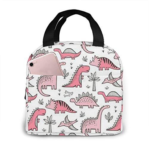Antspuent SIBALIU486-120439347 Pink Dinosaur Lunch Bag cover