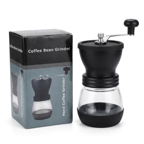 Image of Doppio Manual Coffee Grinder - Adjustable Hand Coffee Grinder with Stainless Steel Burr & Glass Container | Portable Hand Crank Mill for Freshly Ground Coffee Beans at Home, Office & Travel