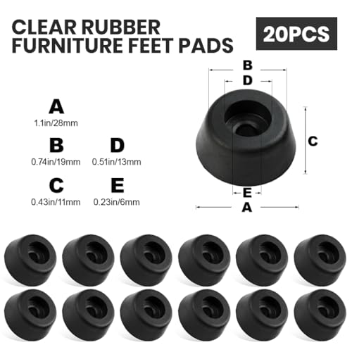 Image of HASTHIP 20Pcs Black Rubber Bush for Furniture Legs - Flat Rubber Round Feet with Screws Non-Slip Anti-Vibration Bumper Pads for Furniture, Cases, Electronics (O - 47mm, H - 12mm)