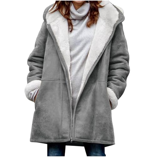Hood for Women Winter Fall Long Sleeve Velvet Oversized Thermal Fuzzy Hooded Jacket Hoodies Trench Coats Women 2025 - Main Image