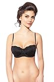 Rosme Lingerie Balconette-BH mit Abnehmbaren Trägern für Damen, Kollektion Grand, Schwarz, Größe 70C