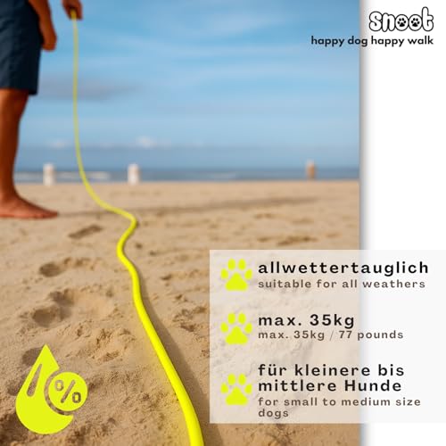 5m Schleppleine Hunde, Wasserfeste Hundeleine Rundleine mit Handschlaufe, Robuste Freilauf-Trainingsleine Neon-Gelb, bis 35kg