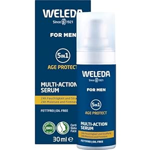 WELEDA Bio FOR MEN 5in1 Multi Action Serum – Natuurlijke cosmetica Anti Aging Mannen Gezichtsverzorging Concentraat vermindert rimpels en verstevigt de huid. Heren gezichtsserum met aloë vera &