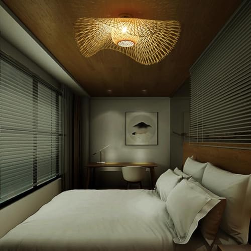 Éclairage plafond suspendu bambou rétro et suspension cuisine E27 - 5