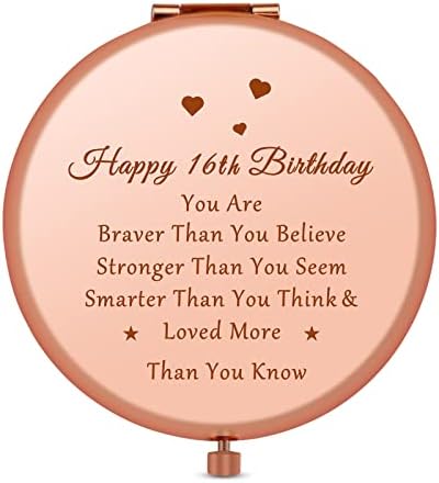 16th Birthday Gifts for Girl Sweet 16 Year Old Birthday Gifts Ideas for Girls Daughter Granddaughter Niece Travel Mirror Compact Makeup Mirror Birthday Gifts from Sister Friendship Gifts