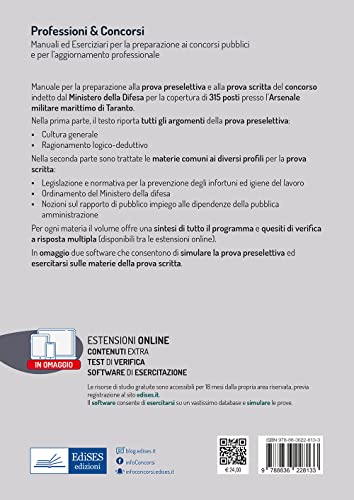 Concorso Ministero Della Difesa - 315 Posti Arsenale Marittimo Di Taranto: Manuale E Quesiti Con Le Materie Comuni A Tutti I Profili - 2
