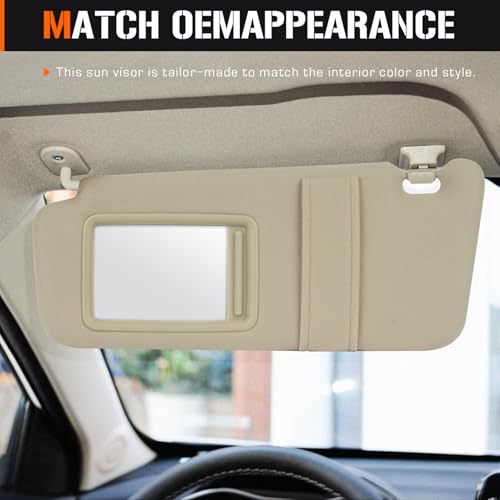 Left & Right Sun Visor with Light for Toyota Camry 2007-2011 with Sunroof, Driver & Passenger Side Beige Sunvisor Replace 74320-06800-B0 74310-06800-B0 by Aeagle - Used condition - Image 7