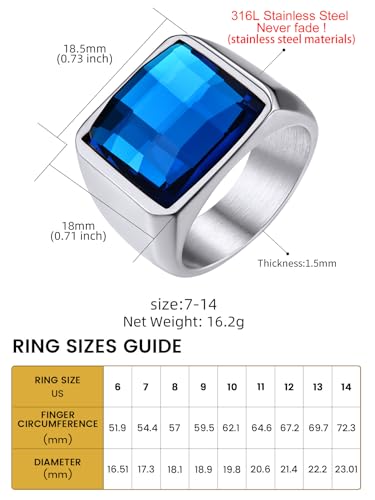Keystyle DR22553G-10-61-USG Created Blue Gemstone Rings For Men, Sapphire Rings thumb #6