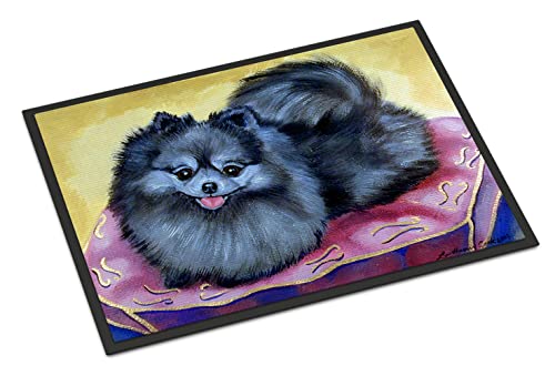 Caroline's Treasures 7503JMAT Pomeranian Doormat 24x36 Front Door Mat Indoor Outdoor Rugs for Entryway, Non Slip Washable Low Pile, 24H X 36W