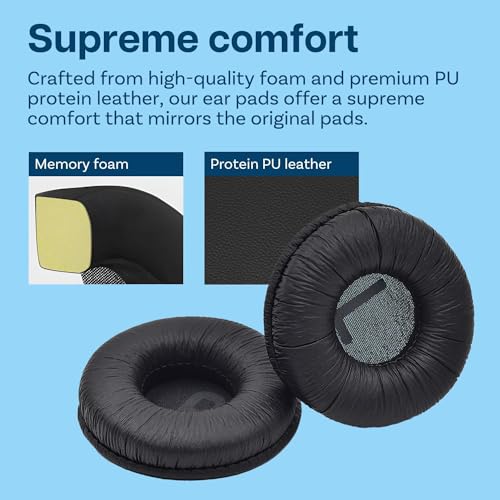 Image of Street27 Earpad Cushion Compatible with JBL C300SI, T250SI, T450, T460BT, T600, T500BT, 520BT Headphones, Frog Leather & Soft Memory Foam 70mm Ear Pads Cushions (Black)