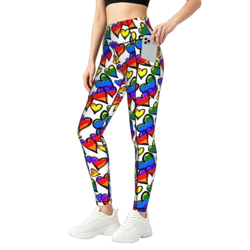 Pantalones de yoga para mujer con estampado de arcoíris y diseño holgado