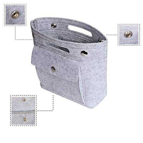 Misixile Mini Tote Purse Organizer Insert, Felt Lightweight Handbag Organizer Fits Lv Neverfull Pm, Speedy 25, Noé Bb, Neonoe - Light Grey #TOP1
