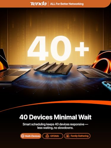 Image of Tenda AX3000 WiFi 6 Router,Dual-Band Gigabit Wireless Internet Router, Mesh & AP Mode, Built-in VPN, NFC Tap-to-Connect, OFDMA MU-MIMO, Secure IoT Network for Home Gaming & 4K Streaming(RX12 Pro V3.0)
