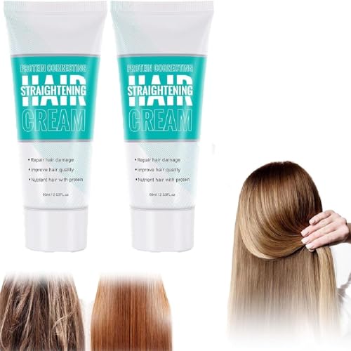 Crema alisadora nutritiva con queratina y seda, acondicionador nutritivo rápido, apto para todo tipo de cabello. (2 pcs)