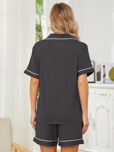 Image of Womens Pajama Sets Short Sleeve Sleepwear Soft Button Down Nightwear Lounge Pj Set XS-XXL