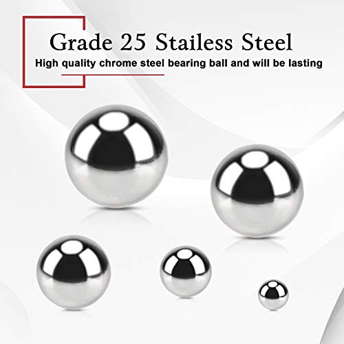 Titoe 610 Pcs Precision Bearing Steel Ball Assortment Loose Bicycle Bearing Balls 3/32” 1/8\" 5/32\" 3/16\" 7/32\" 1/4\" 9/32” 5/16” 11/32” 3/8” and 13/32” with Storage Box