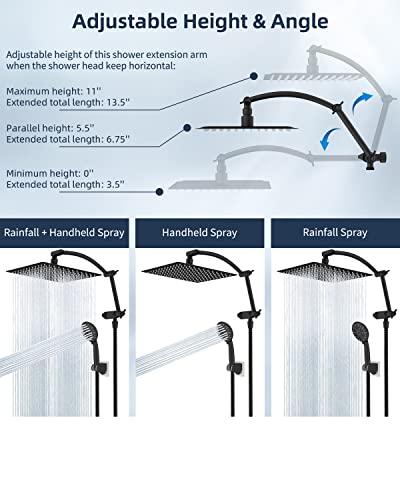 Hibbent Shower Head,10 Inch High Pressure Rainfall Shower Head,Handheld Showerhead Combo With Adjustable Shower Extension Arm,71'' Hose Showerhead Holder,Oil-Rubbed Bronze #TOP5