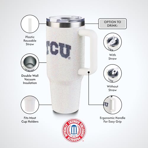 Image of The Memory Company Officially Licensed 40oz White Bling Game Day Tumbler, Texas Christian University