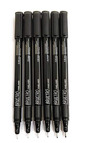 Image of Camlin Kokuyo Oil Pastel (50 Shades) & Brustro Professional Pigment Based Fineliner - Pack Of 6 (Black)