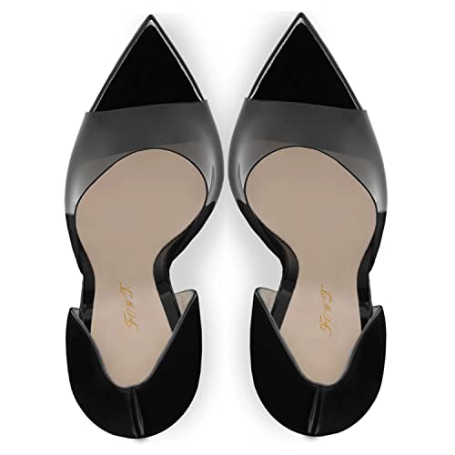 FOWT Summer Fashion Bi-Material Slip on D'Orsay Heeled Sandals Sexy Pointed Toe Two Tone 4 in Heels for Women Comfort Dress Casual Pumps Shoes, Nude US Size 4-16 M4