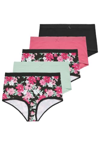Image of Yourset Curve 5 Pack Black Floral Print Full Briefs - Women's - Plus Size Curve
